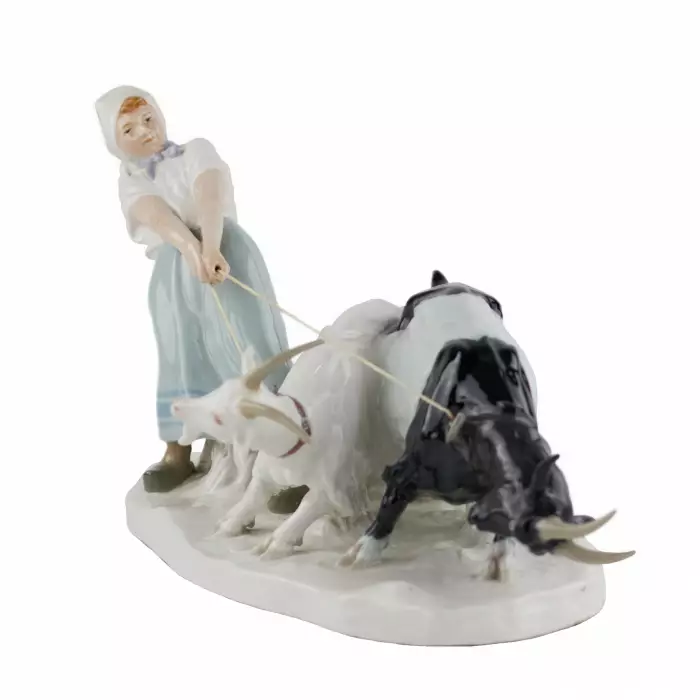 Фарфоровая композиция Пастушка с козами. Pilz, Otto. Meissen. 1850-1924 гг.