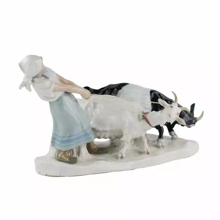 Фарфоровая композиция Пастушка с козами. Pilz, Otto. Meissen. 1850-1924 гг.