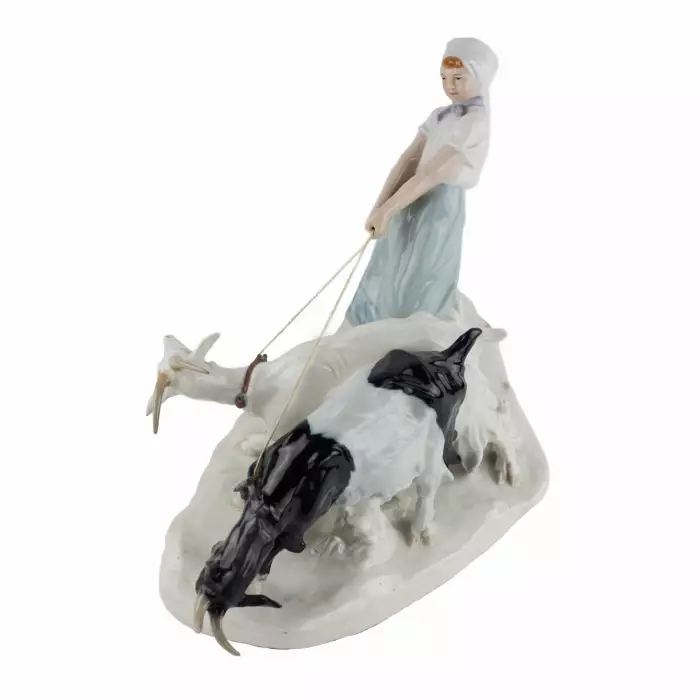Фарфоровая композиция Пастушка с козами. Pilz, Otto. Meissen. 1850-1924 гг.