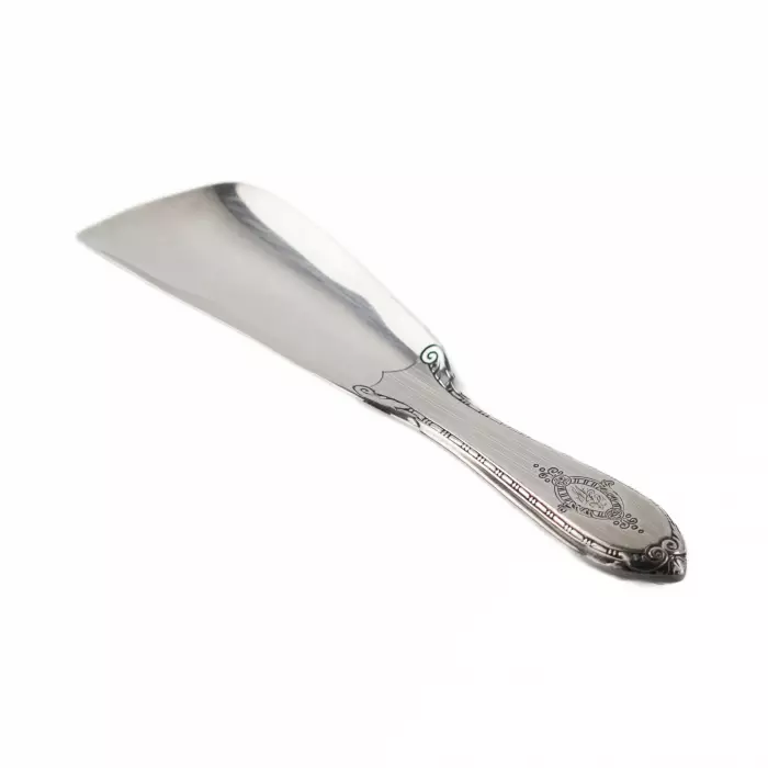 SILVER SHOEHORN WITH MONOGRAM IN FITTED CASE. CALLEGARI. 20TH CENTURY