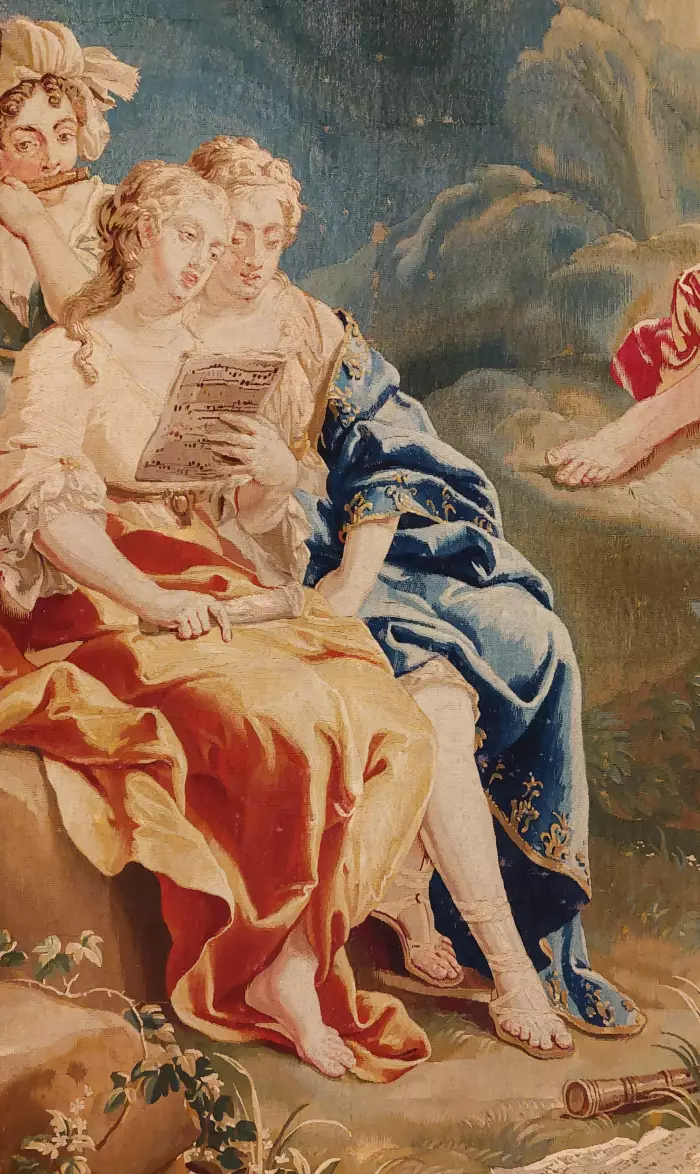 Tapisserie ancienne Triomphe d`Apollon. Modèle Jan van Orley et Augustin Coppens. Bruxelles. XVIIIe siècle, vers 1725 