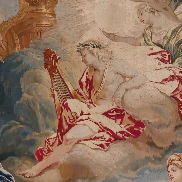 Tapisserie ancienne Triomphe d`Apollon. Modèle Jan van Orley et Augustin Coppens. Bruxelles. XVIIIe siècle, vers 1725 