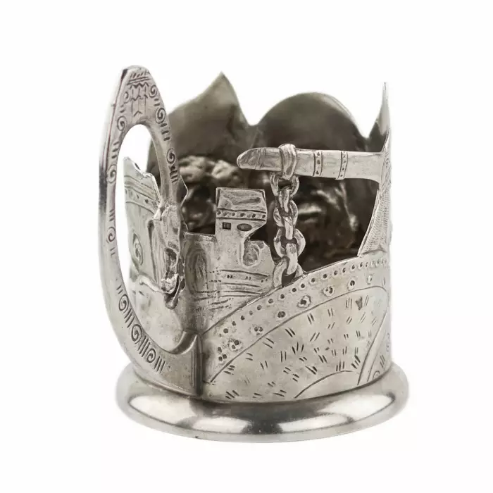 Russian, silver glass holder Bogatyrskaya Zastava. Moscow, Georgy (Egor) Samoshin, 1908–1917. 