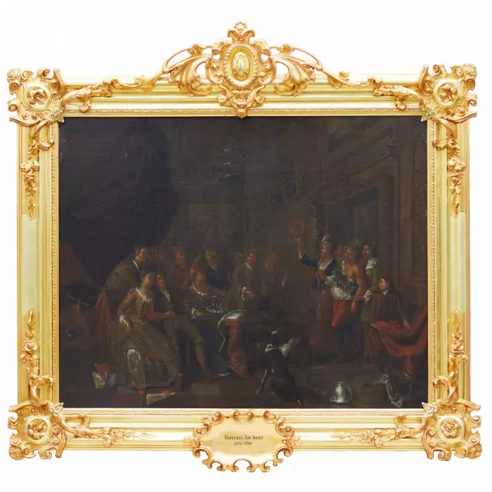 Peinture de genre hollandaise du XVIIIe siècle. Fête de Dionysos. Attribué à Horemans Jan Joseff. 