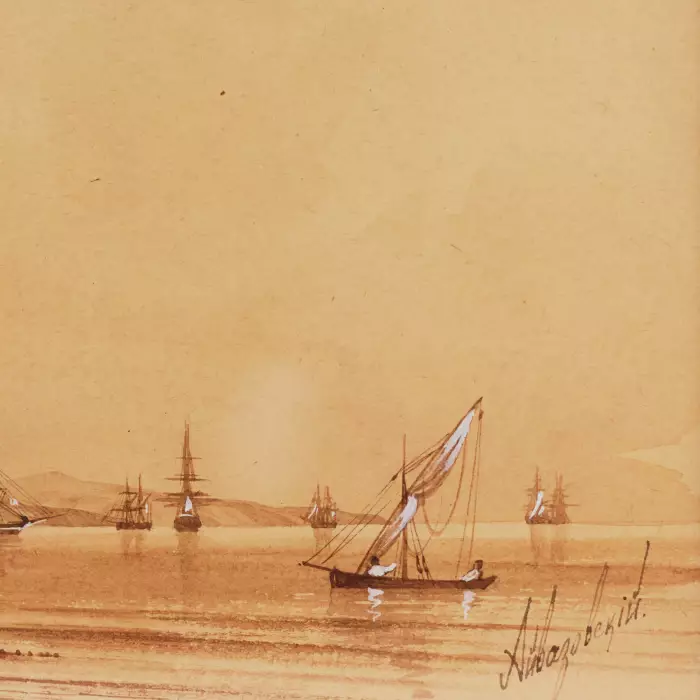 Иван Айвазовский. Акварель. Крымская гавань. 1817-1900г.