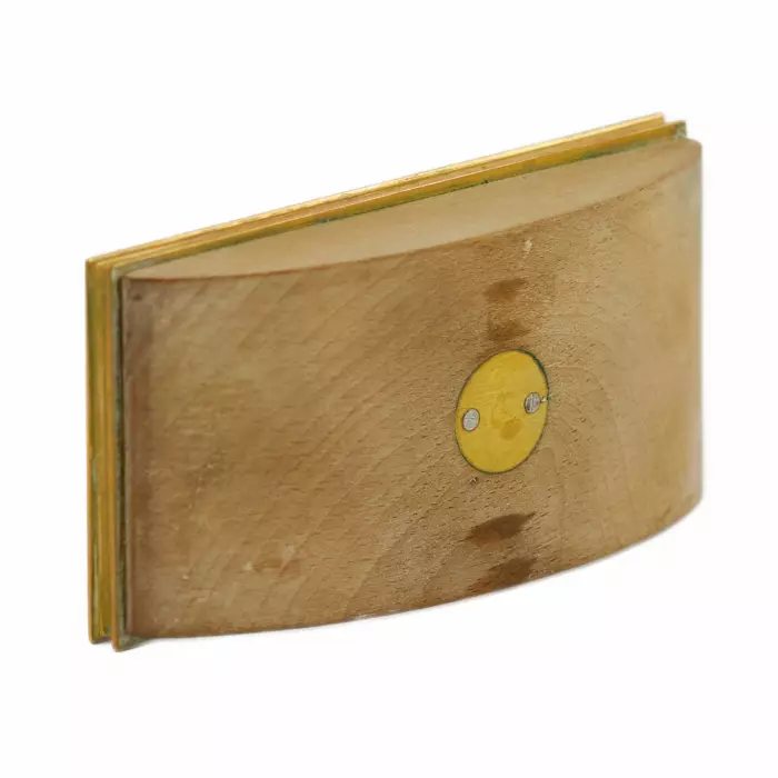 A heavy paperweight made of bronze and wood, in the style of Napoleon III, by the workshop of F. BARBEDIENNE. 