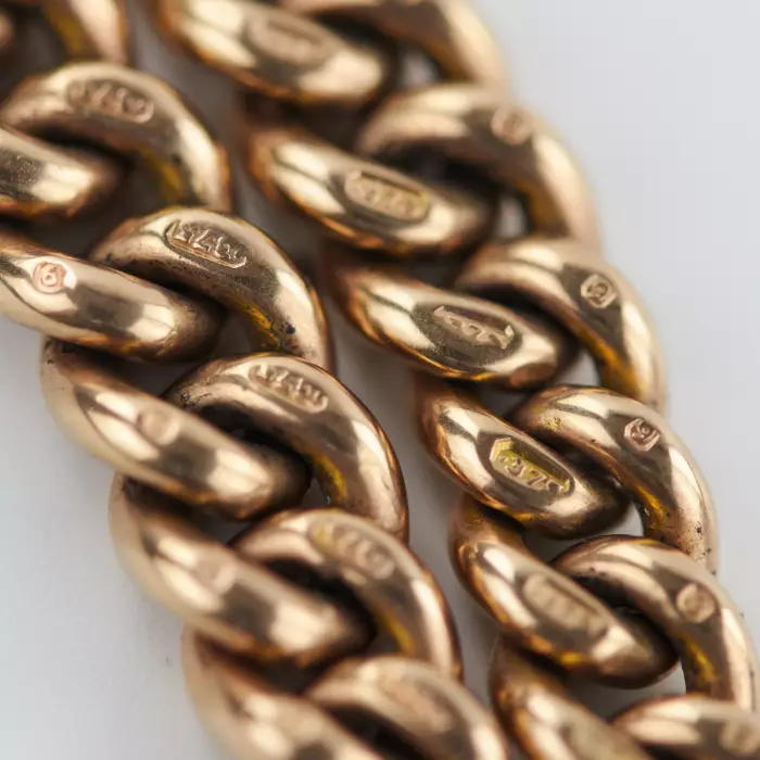 Anglaise, chaîne en or pour montres de poche. John Grinsell et fils. Le tournant des XIXe-XXe siècles. 