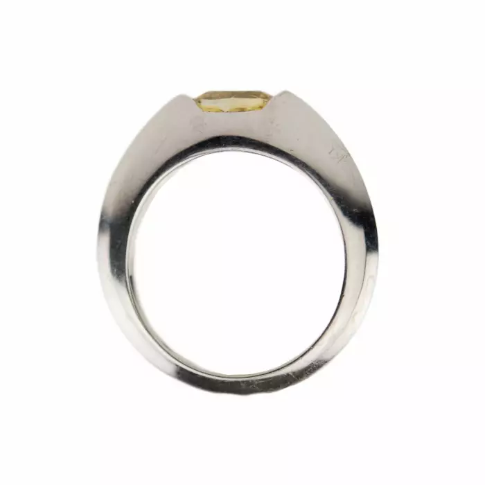 PIAGET 18K WHITE GOLD RING WITH YELLOW SAPPHIRE AND DIAMOND