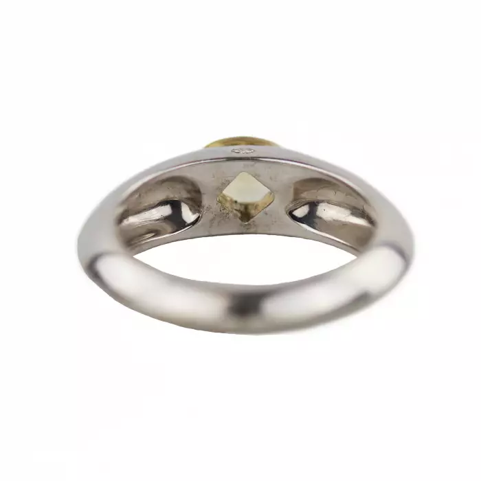 PIAGET 18K WHITE GOLD RING WITH YELLOW SAPPHIRE AND DIAMOND