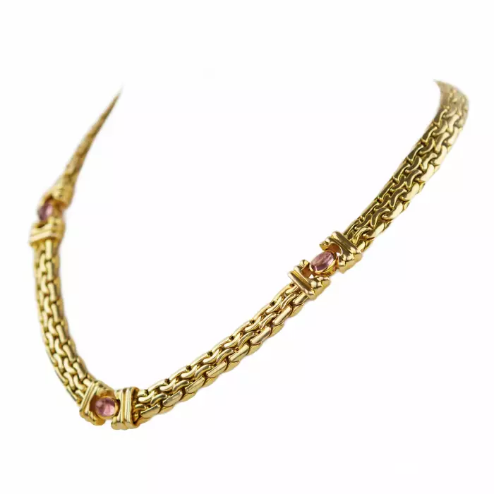 Collier italien en or 14 carats avec améthystes. 