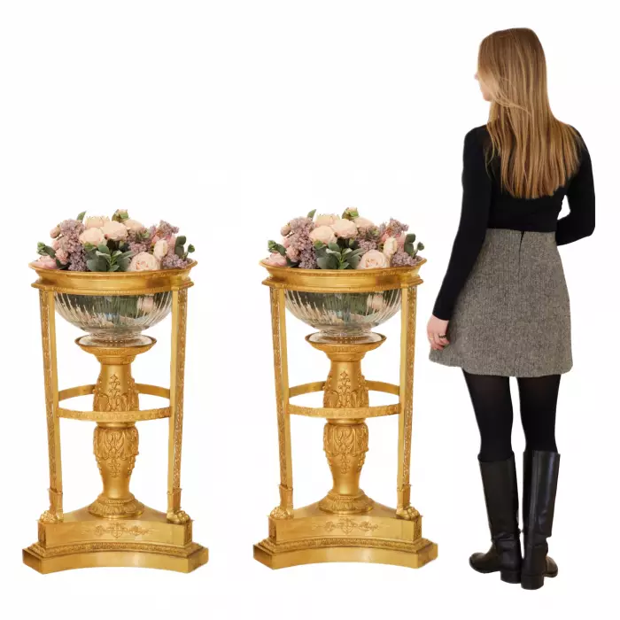 PAIR OF MONUMENTAL FLOOR JARDINIERES IN THE NAPOLEON III STYLE FRANCE, TURN OF THE 19TH–20TH CENTURY