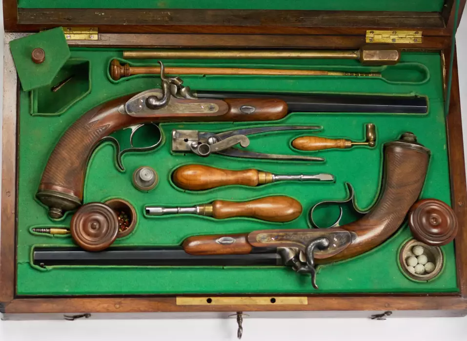 A pair of dueling pistols from the court gunsmith of Nicholas I - Bertrand. Saint Petersburg. Mid-19th century. 