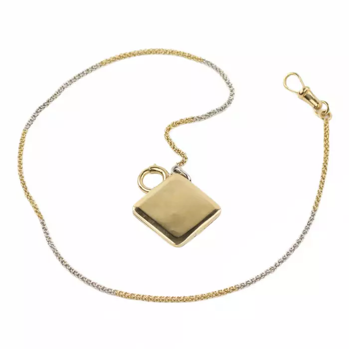 Russian gold chain for pocket watches with a diamond-shaped pendant. The turn of the 19th-20th centuries. 