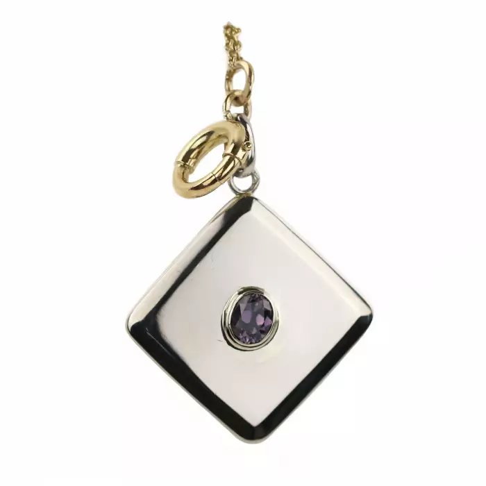 Russian gold chain for pocket watches with a diamond-shaped pendant. The turn of the 19th-20th centuries. 