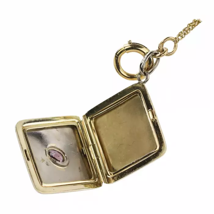 Russian gold chain for pocket watches with a diamond-shaped pendant. The turn of the 19th-20th centuries. 