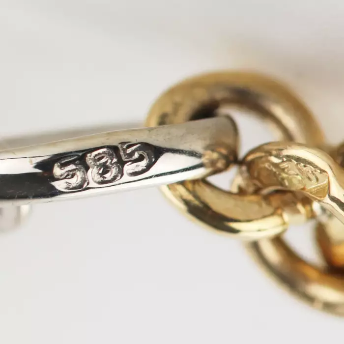 Russian gold chain for pocket watches with a diamond-shaped pendant. The turn of the 19th-20th centuries. 