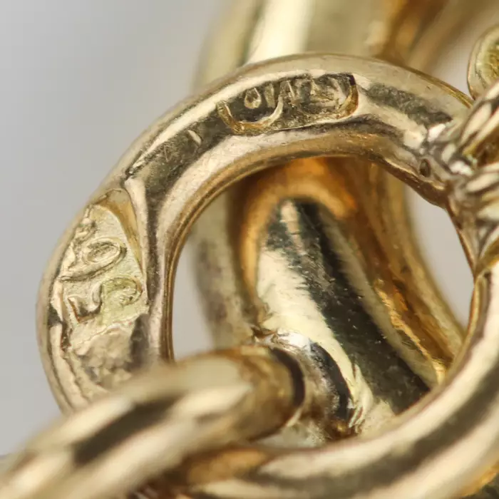Russian gold chain for pocket watches with a diamond-shaped pendant. The turn of the 19th-20th centuries. 