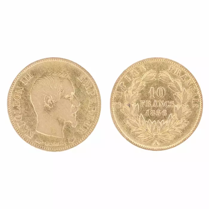 Pièce d&39;or de 10 francs. France, 1856. 