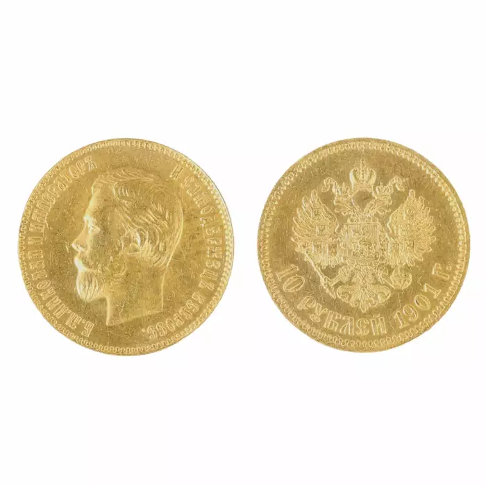 Pièce d`or 10 roubles 1901. 