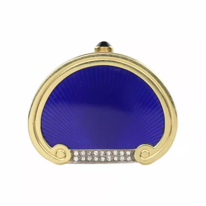 Boîte à tablette anglaise en or du 19ème siècle, diamants et émail guilloché. 