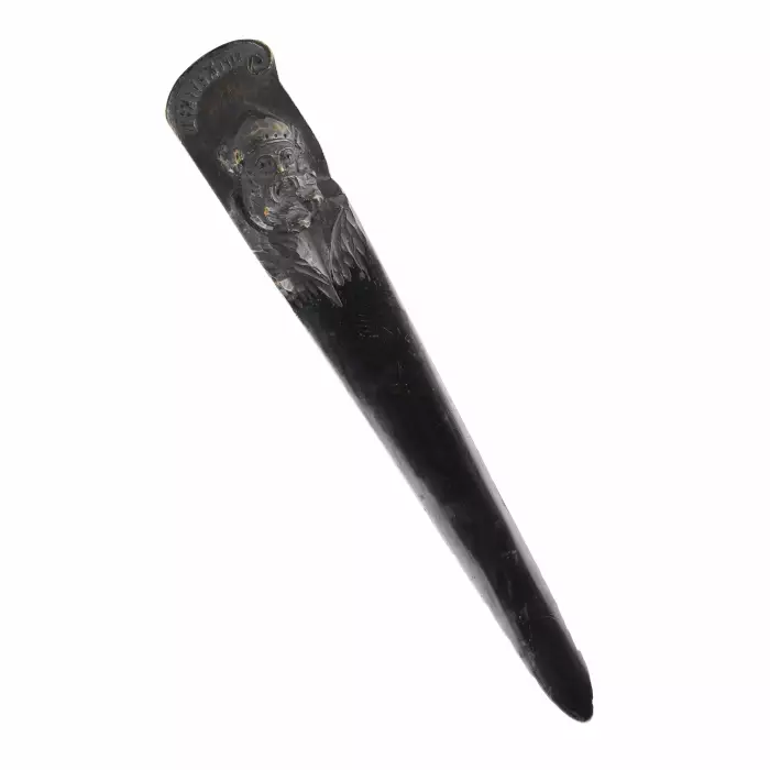 LARGE CARVED WOODEN LETTER OPENER «VOEVODA». P.I. SOMOV. 1918