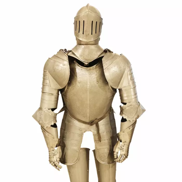 DECORATIVE SUIT OF ARMOUR IN WROUGHT IRON. GERMANY, LATE 19TH, EARLY 20TH CENTURY