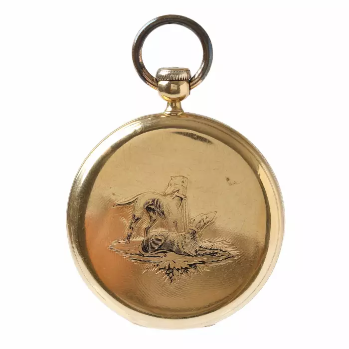 Montre de poche en or 18 carats de la marque Patek & Cie à l`effigie d`Aušros vartai à Vilnius. Suisse 1845-1850