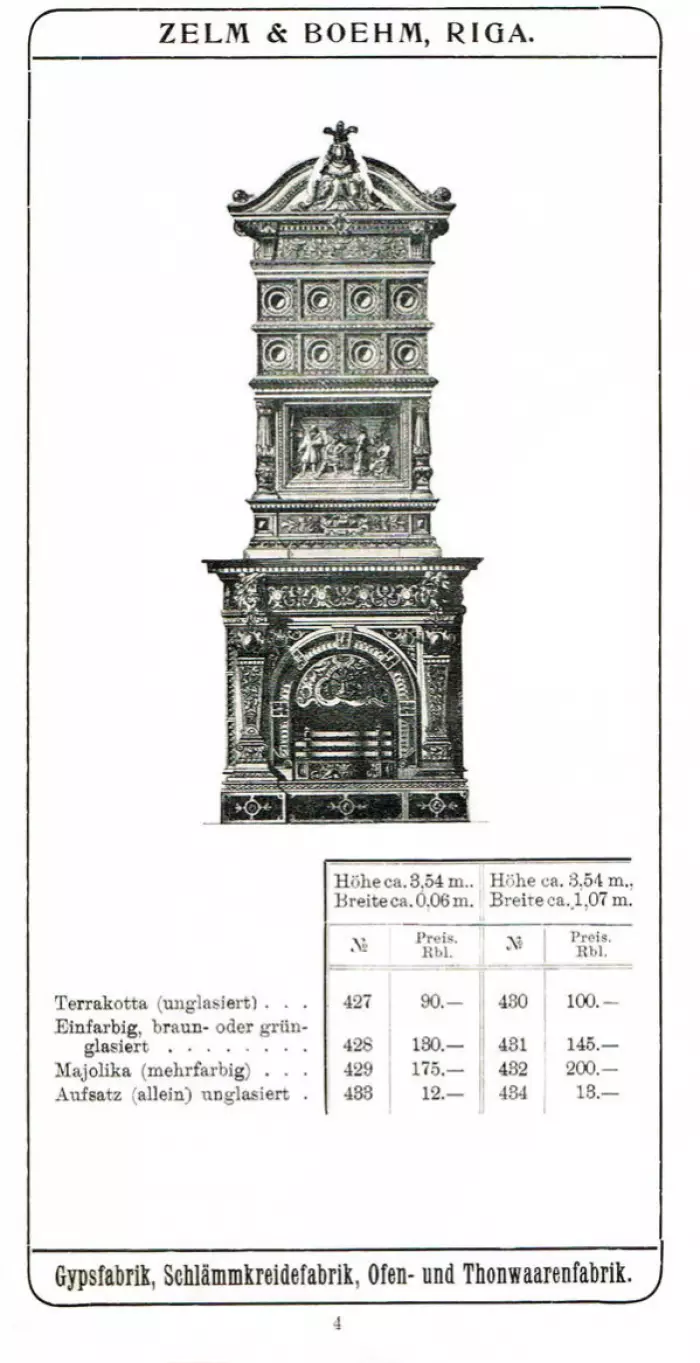 CHEMINÉE EN CÉRAMIQUE PAR ZELM & BOEHM AVEC PANNEAU EN RELIEF D’APRÈS KARL BECKER