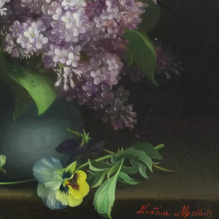 Nature morte Lilas. Léonine MATHA. Le tournant du 19e-20e siècle. 