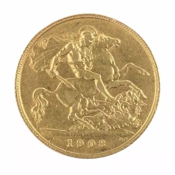 Pièce de 12 souverains en or du roi Édouard VII 1908. 