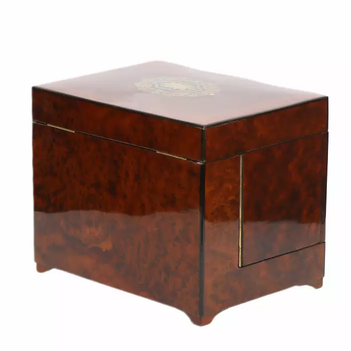A Napoleon III-style carriage bar in marquetry. 19th century. 