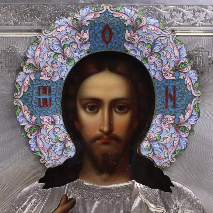 Icône du Seigneur Tout-Puissant. Émail argenté. Nikolaï Grachev. Moscou. vers 1900 