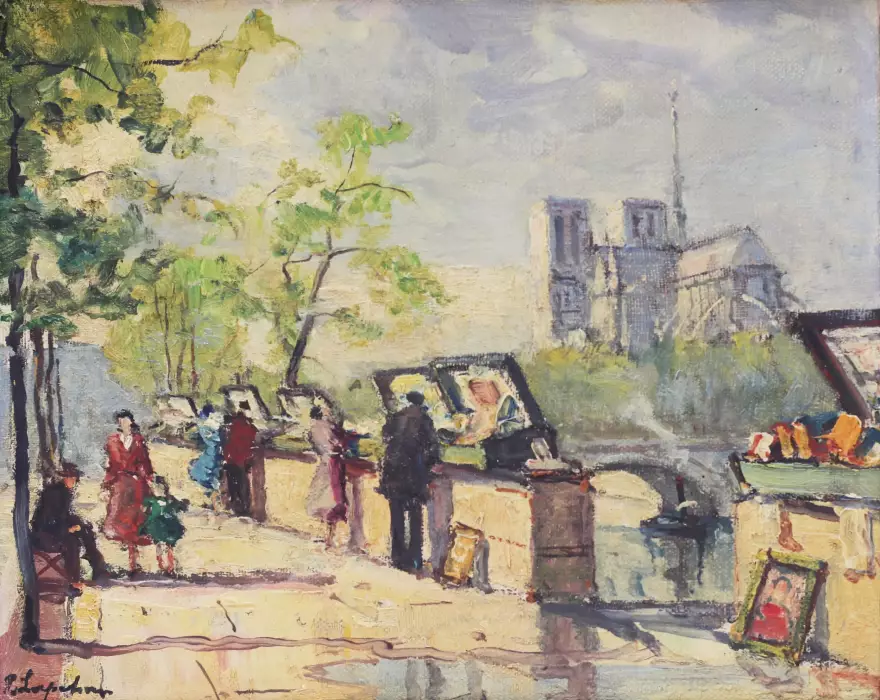 Пейзаж. Париж. Набережная Сены.Георгий Лапшин (1885-1950)