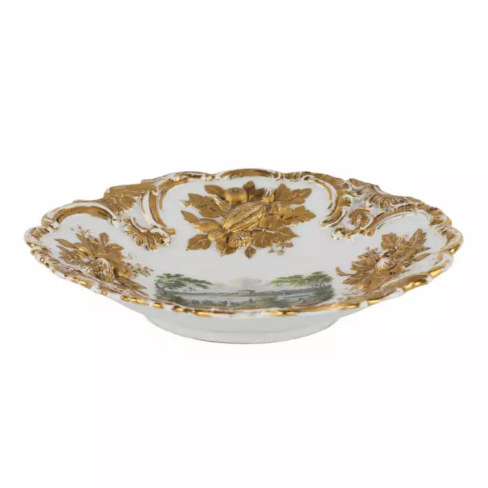 LUXUEUX PLAT DÉCORATIF À VUE DE ZWICKAU. MEISSEN. 1815 - 1860