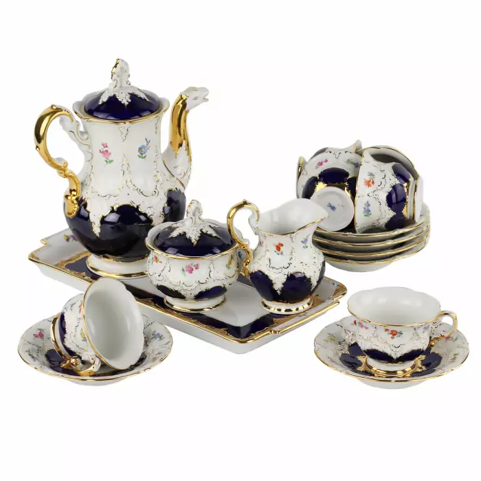 SERVICE À CAFÉ MEISSEN B-FORM POUR SIX PERSONNES ALLEMAGNE, MEISSEN, XXᵉ SIÈCLE