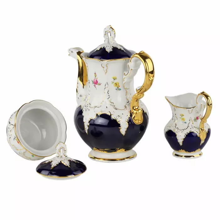 SERVICE À CAFÉ MEISSEN B-FORM POUR SIX PERSONNES ALLEMAGNE, MEISSEN, XXᵉ SIÈCLE