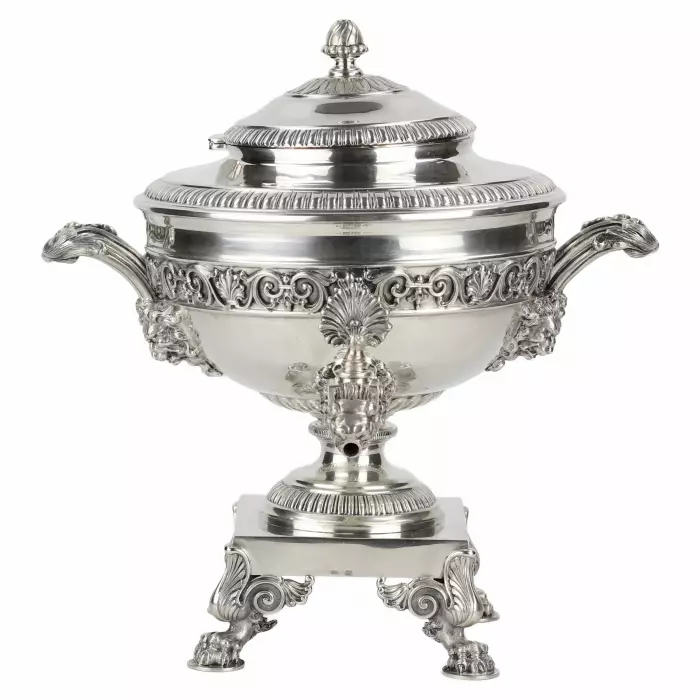 Silver teapot-samovar, First Silver Artel. Saint Petersburg, early 20th century.