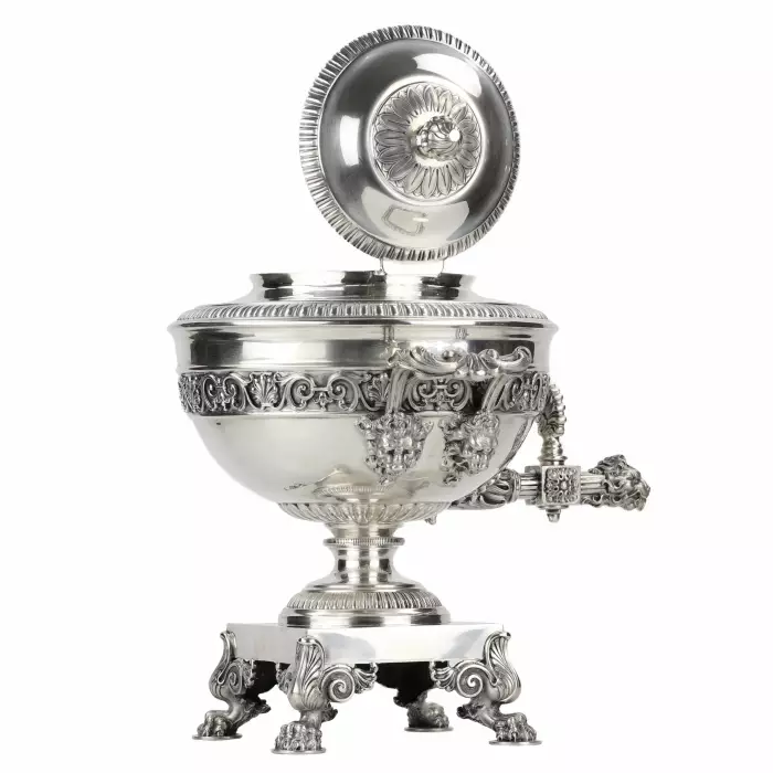 Silver teapot-samovar, First Silver Artel. Saint Petersburg, early 20th century.