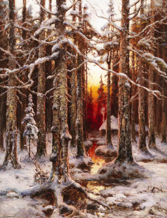 Julius Yulievich Klever. Coucher de soleil d`hiver. 1912