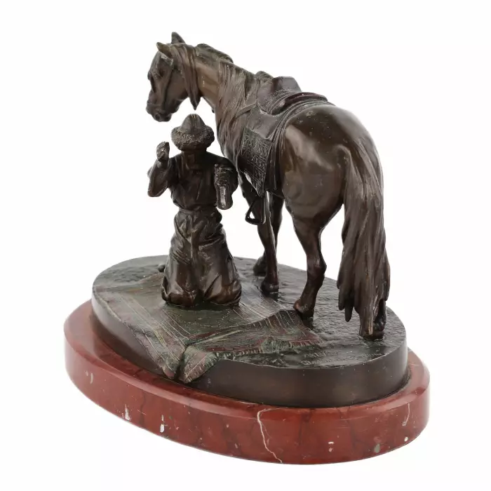 Bronze figure Praying Muslim (Namaz in the Steppe) Bronze, A. Wolf. H. Gladenbeck & Sohn  1900s. 