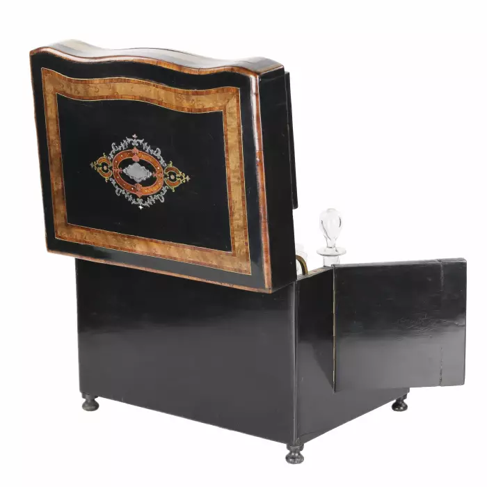 FOLDING TRAVELLING LIQUEUR CABINET (CAVE À LIQUEUR) WITH MARQUETRY. FRANCE, LATE 19TH CENTURY