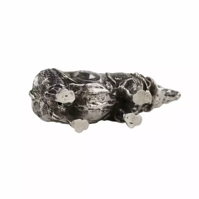 RHINOCEROS. SILVER DESK SCULPTURE. ITALY, SECOND HALF OF THE 20TH CENTURY