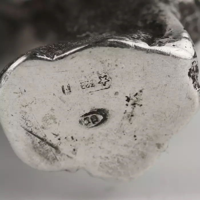 RHINOCEROS. SILVER DESK SCULPTURE. ITALY, SECOND HALF OF THE 20TH CENTURY