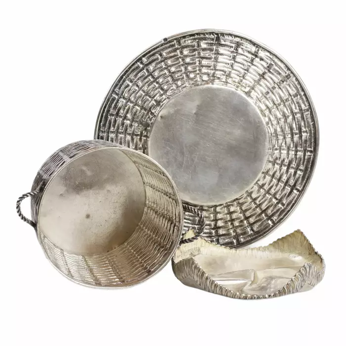 Silver Russian jar is made in the form of a traditional basket. Girshi Lizerin. Moscow 1894 