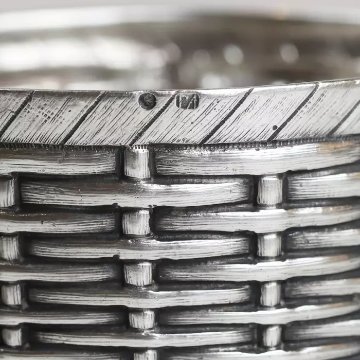 Silver Russian jar is made in the form of a traditional basket. Girshi Lizerin. Moscow 1894 