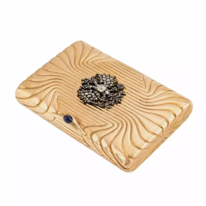 GOLD CIGARETTE CASE WITH IMPERIAL DOUBLE-HEADED EAGLE. BY KARL BLANK. SAINT PETERSBURG, 1904–1908