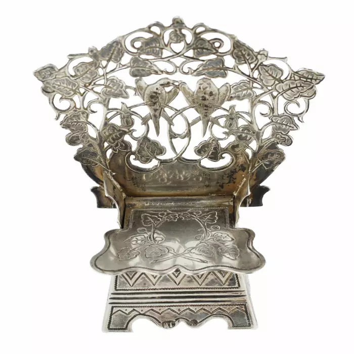 Russian silver salt cellar in the shape of a throne. Mikhail Goloshchanov. Moscow 1899-1908 
