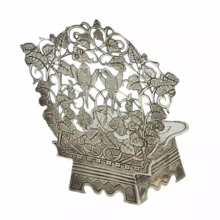 Russian silver salt cellar in the shape of a throne. Mikhail Goloshchanov. Moscow 1899-1908 