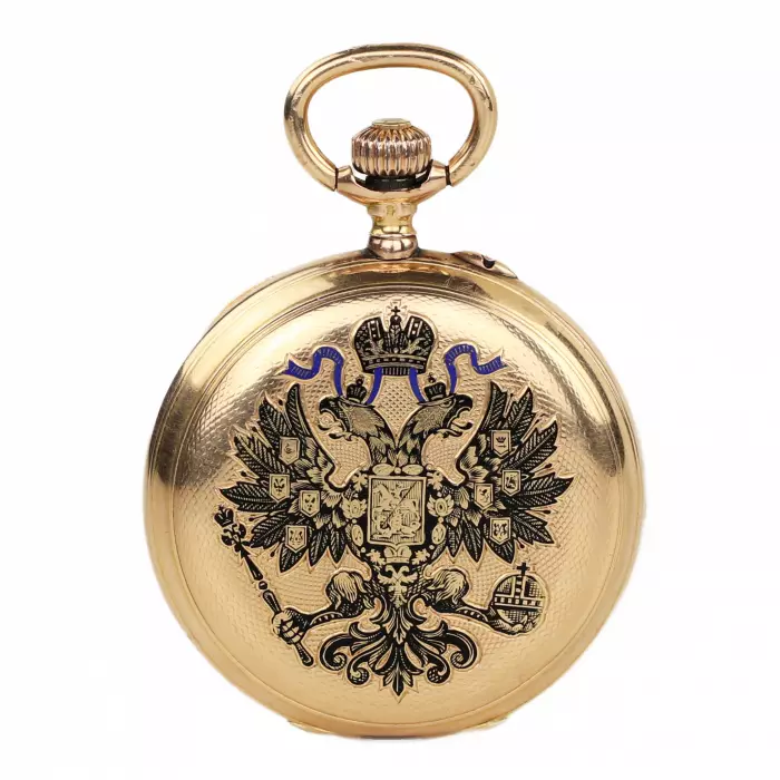 Gold pocket watch with enamel. Pavel Bure company. Russia 1888. 