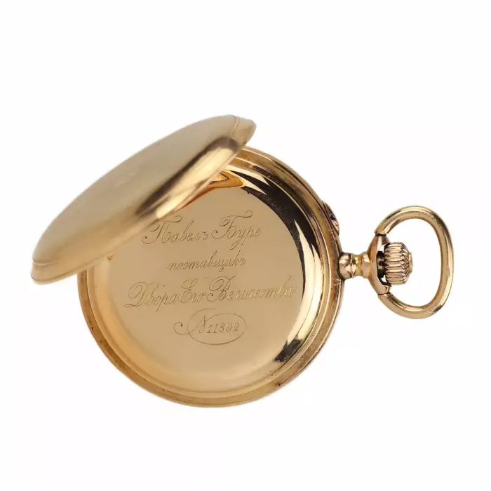 Gold pocket watch with enamel. Pavel Bure company. Russia 1888. 
